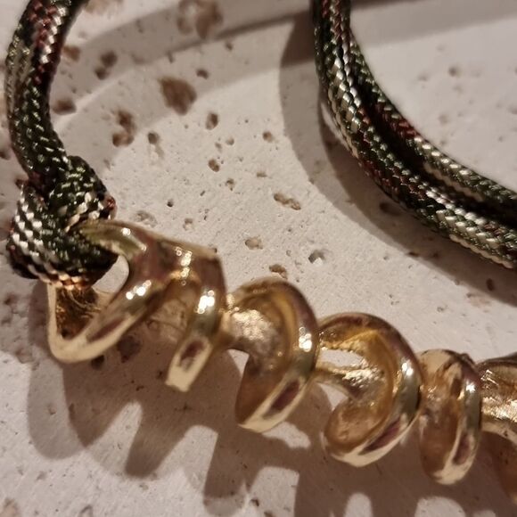 New Zara Chic Gold and Olive Modern Cord Necklace - Picture 7 of 10
